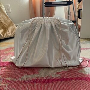 Kate Spade White Satin Drawstring Bag